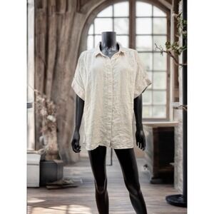 J.Crew Baird McNutt Irish Linen‎ Button Front Shirt XL Relaxed Tan Beige